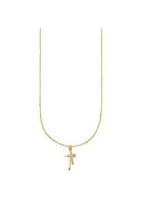 Kette mit Anh&auml;nger Bruno Banani "Schmuck Geschenk gelbgoldfarben vergoldet mit zwei Kreuz-Anh&auml;nger", gelbgoldfarben, kristallwei&szlig;, Halsketten, Damen, Silber 925 (Sterlingsilber), L: 45 B: 1,1mm, mit Zirkonia (synth.), B:1,1mm