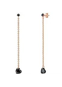 Glanzst&uuml;cke M&uuml;nchen Paar Ohrh&auml;nger GLANZST&Uuml;CKE M&Uuml;NCHEN "Set: GSM2015", ros&eacute;gold, schwarz, Ohrringe, Damen, 59,6mm,mit Steinen, Silber 925 (Sterlingsilber), Motiv Herz