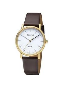 Regent Uhren Solaruhr REGENT, gold (braun, goldfarben), Armbanduhren, Damen, Armbanduhr, Damenuhr, Lederarmband, analog