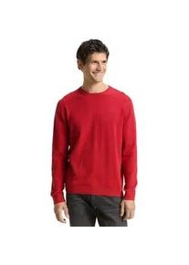 Rundhalspullover Tom Tailor, Herren, Gr. 3XL, salsa rot non, solid, Strick, Obermaterial: 100% Baumwolle, unifarben, regular fit h&uuml;ftbedeckend, Rundhals, B&uuml;ndchen, Pullover Rundhalspullover, mit Logostickerei