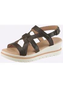 Sandalette Heine, Damen, Gr. 38, braun, Glattleder, Leder, Rindsleder, Schuhe Sandalette