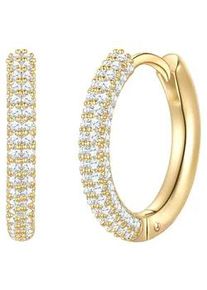 Paar Creolen YOKOAMII "Set: Y528", gelb (gelbgold, wei&szlig;), Ohrringe, Damen, 15,7,mit Zirkonia, Messing, mit Zirkonia