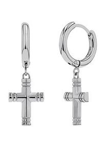 Paar Creolen Amor "Scorpions by Amor, Kreuz", edelstahlfarben, Ohrringe, Damen, Edelstahl
