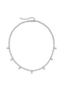 Perlenkette Firetti "Schmuck Geschenk Silber 925 Halsschmuck Halskette Collier mit Behang", silberfarben, kristallwei&szlig;, wei&szlig;, Halsketten, Damen, Perlen Silber 925 (Sterlingsilber), L: 45 B: 4mm, Perlen, Silber 925 (Sterlingsilber), Perlenkette, mit Zirkonia (synth.) - mit Muschelkernperle, B:4mm