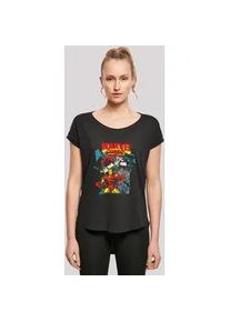 T-Shirt F4NT4STIC "Long Cut T-Shirt 'Marvel Comics Trio Pose'", Damen, Gr. 3XL, schwarz, Obermaterial: 100% Baumwolle, regular fit, Rundhals, ohne B&uuml;ndchen, Shirts T-Shirt, Damen,Premium Merch,Lang,Longshirt,Logo Print