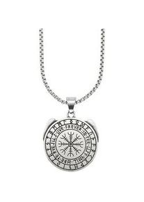 Kette mit Anh&auml;nger Bruno Banani "Schmuck Geschenk Edelstahlkette mit Anh&auml;nger rund", silber (edelstahlfarben), Halsketten, Herren, Edelstahl, L: 55 B: 2,6mm, B:2,6mm