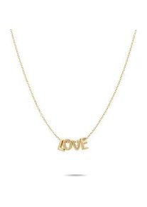 Edelstahlkette ECHTZEIT "Schmuck Geschenk Edelstahl Halskette Love Letters", gelbgoldfarben, Halsketten, Damen, Edelstahl, L: 47, Edelstahlkette