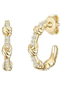 Glanzst&uuml;cke M&uuml;nchen Paar Creolen GLANZST&Uuml;CKE M&Uuml;NCHEN "Set: GSM602", gelbgold, wei&szlig;, Ohrringe, Damen, 13,8,mit Zirkonia, Silber 925 (Sterlingsilber), mit Zirkonia