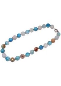 Collier Firetti "Schmuck Geschenk Edelstahl Halsschmuck Halskette Edelstein", silberfarben, blau, rosa, hellblau, creme, rostbraun, Halsketten, Damen, Edelstahl Textil, L: 47, Edelstahl, Textil, Collier, Made in Germany - mit Achat