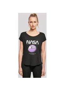 T-Shirt F4NT4STIC "Long Cut T-Shirt 'NASA Shuttle Orbit'", Damen, Gr. 3XL, schwarz, Obermaterial: 100% Baumwolle, regular fit, Rundhals, ohne B&uuml;ndchen, Shirts T-Shirt, Damen,Premium Merch,Lang,Longshirt,Bedruckt
