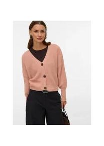 V&eacute;ro Moda Strickjacke VERO MODA "VMLEA LS V-NECK CUFF CARDIGAN NOOS", Damen, Gr. XL, misty rose, Strick, Obermaterial: 100% Polyacryl, unifarben, regular fit normal, V-Ausschnitt, Rippb&uuml;ndchen, Strickjacken Strickjacke, Rippstrick