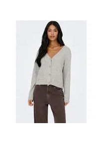 Strickjacke Only "ONLRENE LIFE LS CARDIGAN CC KNT", Damen, Gr. XS, light grau melange detail:silber button, Strick, Obermaterial: 65% Polyester, 13% Nylon, 13% Polyacryl, 6% Wolle, 3% Elasthan, unifarben, regular fit normal, V-Ausschnitt, Strickjacken Strickjacke
