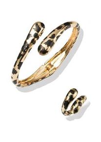 Schmuckset Firetti "Multipack Schmuck Geschenk Kupfer Ring Armreif Animalprint", gelbgoldfarben, schwarz, Schmuck_Sets, Damen, Kupfer, gl&auml;nzend, Schmuckset, Made in Germandy