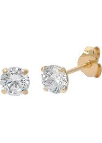 Paar Ohrstecker Firetti "Schmuck Geschenk Gold 375 Ohrschmuck Ohrringe Solit&auml;r" Gr. 4, gelbgoldfarben, kristallwei&szlig;, kristallwei&szlig;, Ohrringe, Damen, 4, Gelbgold 375, mit Zirkonia (synth.)