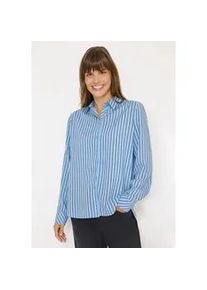 Langarmbluse Cecil, Damen, Gr. XXL (46), blouse blau, Web, 67% Baumwolle, 32% Polyester, 1% metallisierte Fasern, gestreift, normal normal, V-Ausschnitt, abgesteppt, Blusen, mit Knopfleiste
