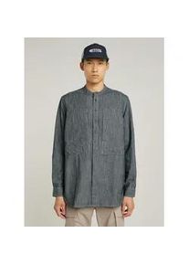 G-Star Raw Langarmshirt G-STAR "Stand Collar Rollup Relaxed Hemd", Damen, Gr. L, rinsed stripe, Obermaterial: 100% Baumwolle, Shirts Langarmshirt