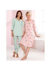 w&auml;schepur Schlafanzug W&Auml;SCHEPUR, Damen, Gr. 44/46, zartmint, bedruckt, 100% Baumwolle, Homewear-Sets Schlafanzug