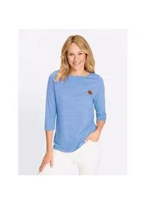 3/4-Arm-Shirt Classic Basics "Shirt", Damen, Gr. 44, marine, ecru, geringelt, 100% Baumwolle, gemustert, gestreift, U-Boot-Ausschnitt, Shirts 3/4-Arm-Shirt