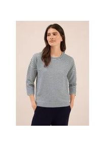 Rundhalsshirt Cecil, Damen, Gr. S (38), blau (urban dunkelblau), Web, 55% Baumwolle, 32% Polyester, 10% Viskose, 3% Elasthan, gestreift, normal normal, Rundhals, abgesteppt, Shirts Rundhalsshirt, mit Rundhalsausschnitt