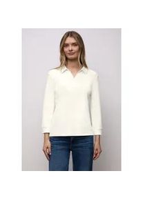 3/4-Arm-Shirt Street One, Damen, Gr. 44, sanftes wei&szlig;, Web, 50% Baumwolle, 50% Modal, unifarben, normal normal, hoch geschlossener Ausschnitt, B&uuml;ndchen, Shirts 3/4-Arm-Shirt, mit 3/4 &Auml;rmeln