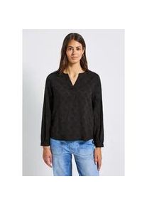 Langarmbluse Street One, Damen, Gr. 38, schwarz, Stoff, 100% Viskose, gemustert, normal normal, Rundhals, B&uuml;ndchen, Blusen, aus softer Viskose