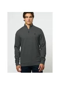 Rundhalspullover MCS "MCS sweatshirt with half-zip MCClement", Herren, Gr. S, dunkelgrau melange, Obermaterial: 100% Baumwolle, Pullover Rundhalspullover