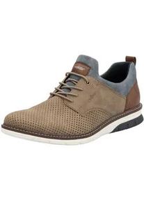 Slip-On Sneaker Rieker, Herren, Gr. 42, taupe, cognac, jeansblau, Lederimitat, Textil, mehrfarbig, Schuhe, Schlupfschuh, Halbschuh, Freizeitschuh mit Pr&auml;gung