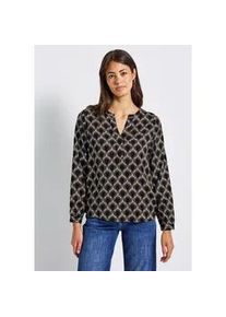 Langarmbluse Street One, Damen, Gr. 38, beige (sanded beige), Stoff, 100% Viskose, gemustert, normal normal, Rundhals, B&uuml;ndchen, Blusen, aus softer Viskose