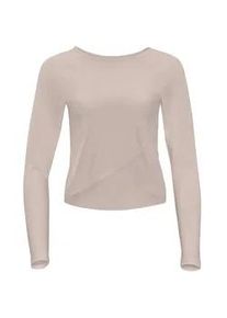 Langarmshirt WINSHAPE "Cropped Functional Light and Soft", Damen, Gr. M, cappuccino, 85% Polyester, 15% Elasthan, Rundhals, Shirts Langarmshirt, Overlap-Applikation
