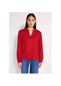 Tunika STREET ONE STUDIO, Damen, Gr. 40, rot (mandarin rot), Web, 100% Baumwolle, unifarben, regular fit, V-Ausschnitt, mit Knopf Manschette, Tuniken, aus reiner Baumwolle