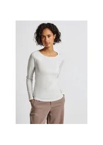 Langarmshirt Street One, Damen, Gr. 44, wei&szlig; (noble rot, sanftes wei&szlig;), Web, 100% Baumwolle, unifarben, normal normal, Rundhals, abgesteppt, Shirts Langarmshirt, aus reiner Baumwolle