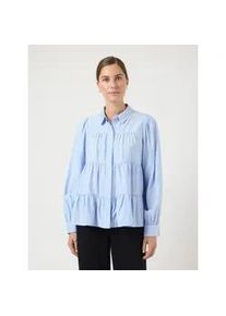 Langarmbluse Y.A.S "YASPALA LS SHIRT S. NOOS", Damen, Gr. S, kentucky blau, Web, Obermaterial: 87% Viskose, 13% Nylon, unifarben, regular fit normal, Blusen