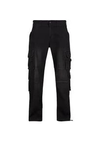 Cargohose BRANDIT "Brandit Brandit Denim Cargo Pants", Herren, Gr. 36/32, L&auml;nge 32, schwarz, 75% Baumwolle, 24% Polyester, 1% Elasthan, unifarben, loose fit, Hosen Cargohose