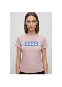 HUGO BOSS T-Shirt HUGO BLUE "Classic V", Damen, Gr. XXL (44), light, pastel pink 681, Single Jersey, Obermaterial: 100% Baumwolle, unifarben, regular fit normal, V-Ausschnitt, eingesetzt normaler Saum, Shirts T-Shirt, mit Logo, V-Ausschnitt
