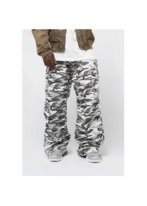 Cargohose Karl Kani "Karl Kani Spor t Patch Camo Cargo Pants", Herren, Gr. S, US-Gr&ouml;&szlig;en, grau, schwarz, sanftes wei&szlig;, 100% Baumwolle, relaxed fit, Hosen Cargohose