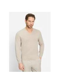 Strickpullover OLYMP "OLYMP Casual Strick", Herren, Gr. XL, hellbeige, 100% Schurwolle, Pullover Strickpullover