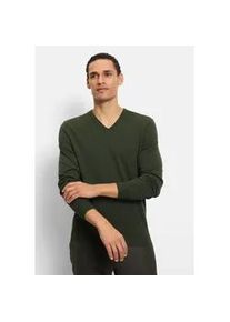 Strickpullover OLYMP "OLYMP Casual Strick", Herren, Gr. XL, oliv, 100% Schurwolle, Pullover Strickpullover
