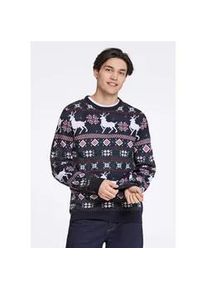 Strickpullover LINDBERGH "Strickpullover Relaxed Fit", Herren, Gr. M, dk navy, Obermaterial: 100% Polyacryl, Rundhals, Pullover Strickpullover