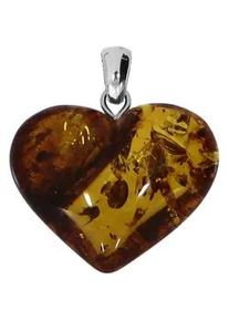 Kettenanh&auml;nger OSTSEE-SCHMUCK "OSTSEE-SCHMUCK Anh&auml;nger Herz - 21 mm Anh&auml;nger Herz - 21 mm", wei&szlig;, Schmuckanh&auml;nger, Damen, 32 x 28mm, Bernstein, 4,6 g, Kettenanh&auml;nger
