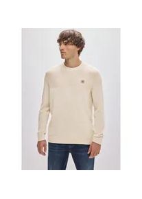 Rundhalspullover Street One MEN, Herren, Gr. M (40), frost beige, Web, 100% Baumwolle, unifarben, normal normal, Rundhals, Rippb&uuml;ndchen, Pullover Rundhalspullover, aus reiner Baumwolle