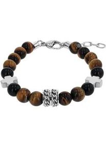 Armband Amor "Kreuz", edelstahlfarben, schwarz, braun, schwarz, braun, Armb&auml;nder, Herren, 22cm, Edelstahl, Armband, mit Achat