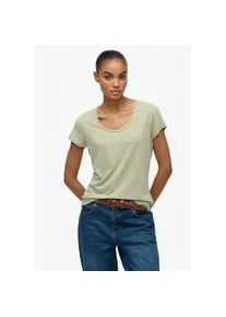 T-Shirt Superdry "STUDIOS SCOOP NECK TEE", Damen, Gr. XXL, dusty sage, Single Jersey, Obermaterial: 60% Baumwolle, 40% Lyocell, unifarben, regular fit normal, Rundhals, Shirts T-Shirt
