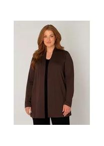 Strickjacke Base Level Curvy "Ayla", Damen, Gr. 54/56, braun, Strick, Obermaterial: 94% Viskose, 6% Elasthan, figurumspielend ca. Mitte Oberschenkel, eingesetzt abgesteppt, Strickjacken Strickjacke, im verschlusslosen Design