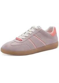 Plateausneaker Tamaris, Damen, Gr. 41, lila, rose, Lederimitat, Veloursleder, unifarben mit Farbeinsatz, Schuhe Plateausneaker, Freizeitschuh, Halbschuh, Schn&uuml;rschuh mit gepolstertem Schaftrand