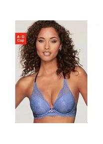 Neckholder-BH Nuance "Vivianna", Damen, Gr. 85, Cup A, kornblumenblau, Microtouch, Obermaterial: 60% Polyamid, 35% Polyester, 5% Elasthan, BHs Neckholder-BH, mit verschiedenen Tragevarianten, mit floraler Spitze, Dessous