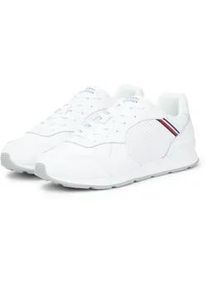 Sneaker Tommy Hilfiger "MAXLITE 1A", Herren, Gr. 46, wei&szlig;, Leder, Schuhe Sneaker, Freizeitschuh, Halbschuh, Schn&uuml;rschuh, Streifen in Tommy Farben