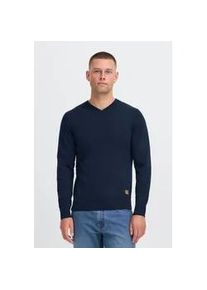 V-Ausschnitt-Pullover Blend "BHFibi", Herren, Gr. M, blau (marineblaus), Feinstrick, 70% Baumwolle (Recycled), 30% Polyester (Recycled), unifarben, normal normal, V-Ausschnitt, Pullover, Stilvoller Strickpullover