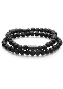 Armband True Rebels "Set: TR307" Gr. 21, retro, schwarz, Armb&auml;nder, Herren, 21, Edelstahl, Armband, mit Lavastein