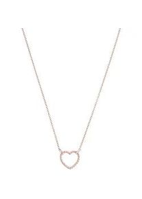 Kette mit Anh&auml;nger Amor "Herz", ros&eacute;goldfarben, wei&szlig;, Halsketten, Damen, Silber 925 (Sterlingsilber), L: 45 B: 1,4mm, mit Zirkonia (synth.), B:1,4mm