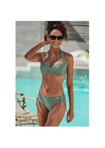 B&uuml;gel-Bandeau-Bikini-Top Lascana "Lolo", Damen, Gr. 42, Cup C, oliv, Recycling-Polyamid, unifarben, Bikini-Oberteile, in getwisteter Optik